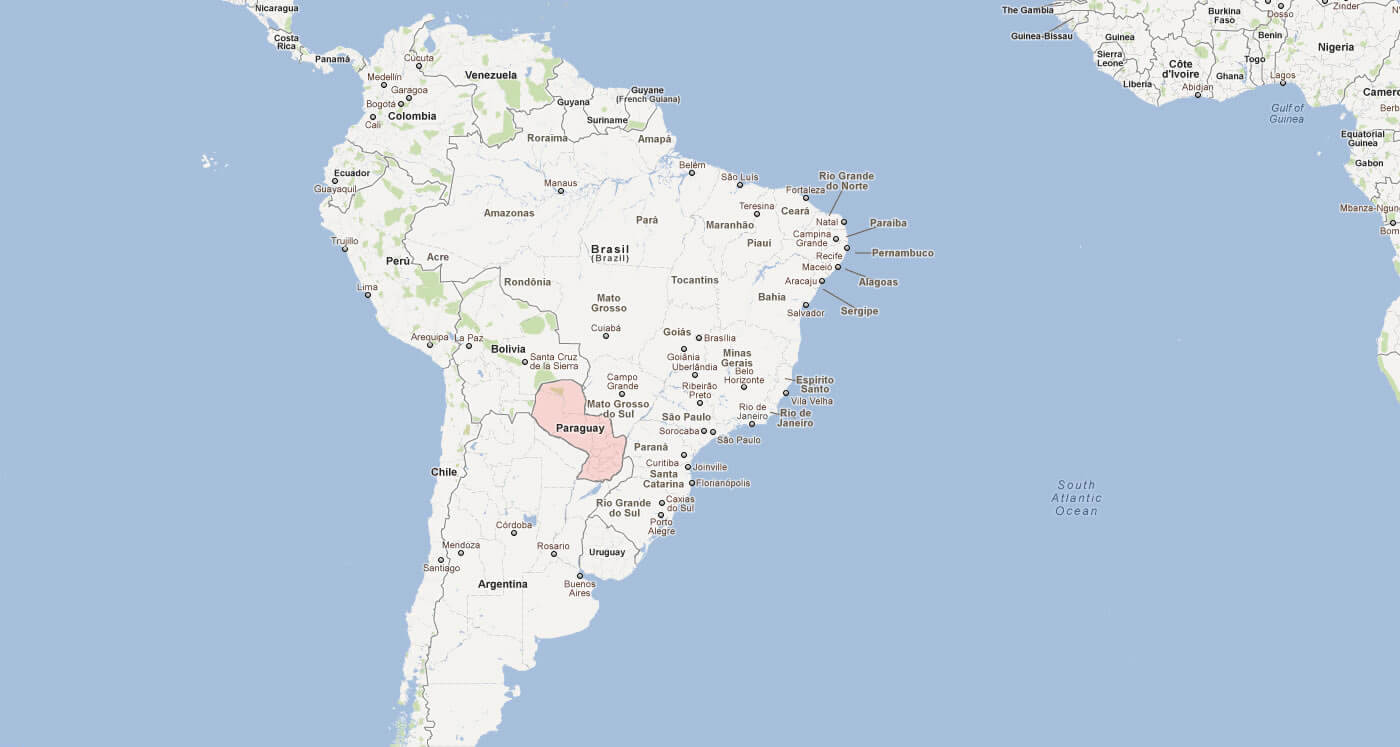 karte von Paraguay sud amerika